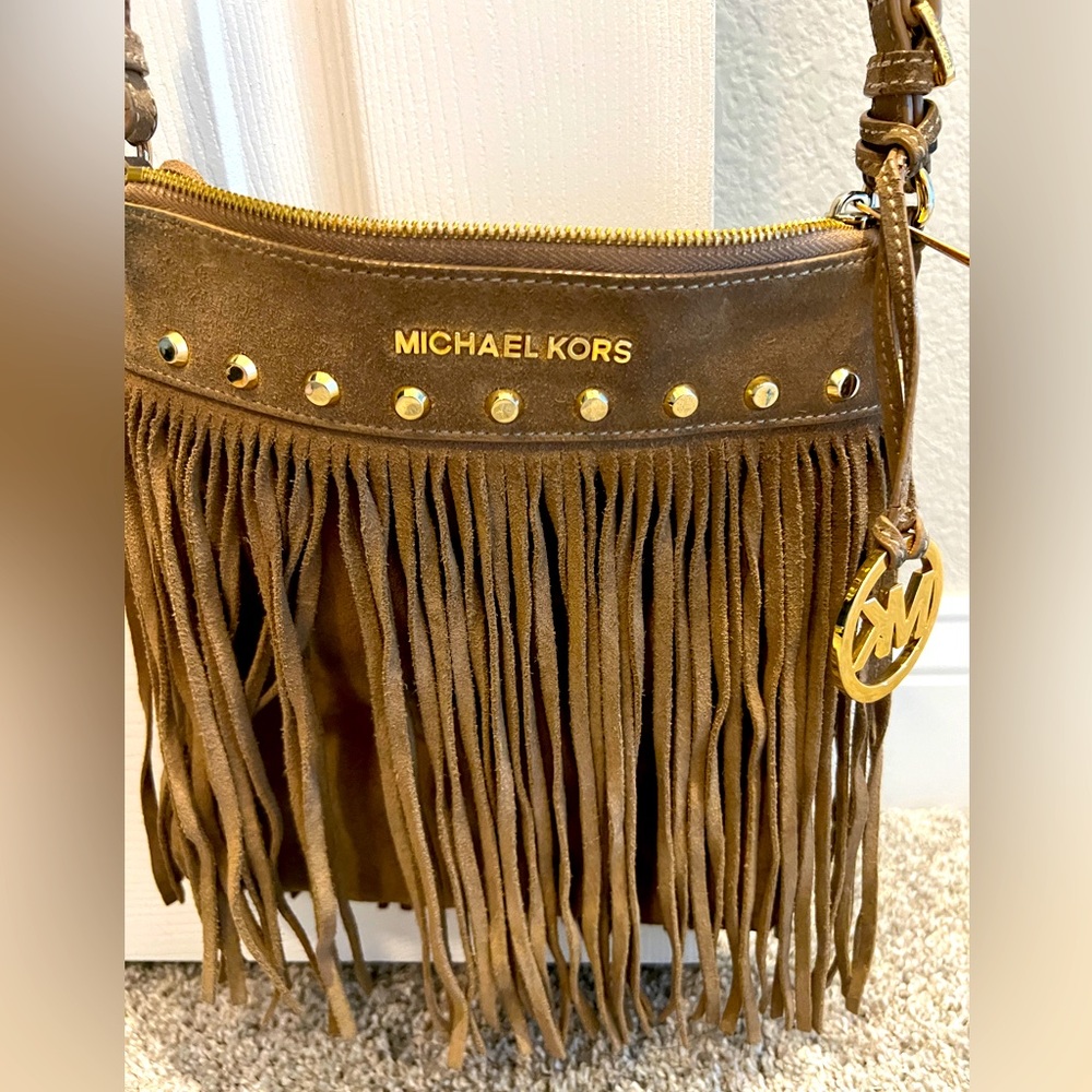Super fun Michael Kors fringe suede purse